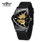 T-Winner High Range Man Automatic Mechanica Watches Luminous Luxury Tourbillon Gold Wristwatch Rubber Strap Triangle Skeleton