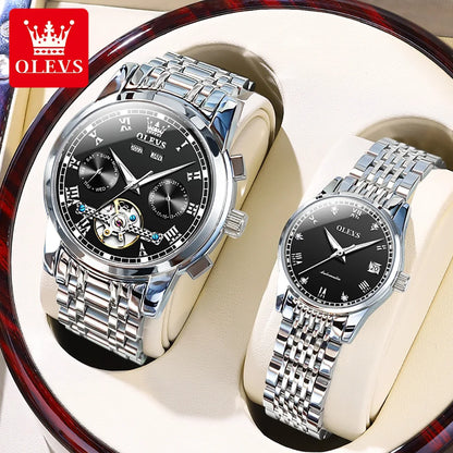 OLEVS Classic Automatic Mechanical Watch for Men Women Multifunctional Roman Scale Waterproof Luminous Couple Watches