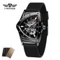 T-Winner High Range Man Automatic Mechanica Watches Luminous Luxury Tourbillon Gold Wristwatch Rubber Strap Triangle Skeleton