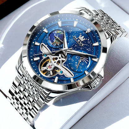 Classic Blue Steel Classic Tourbillon Men Mechanical Watches Business Waterproof Watch Luxury Brand Automatic Watch reloj hombre