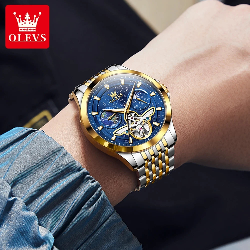 Classic Blue Steel Classic Tourbillon Men Mechanical Watches Business Waterproof Watch Luxury Brand Automatic Watch reloj hombre