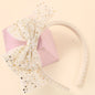 1pc Girls Cute Tulle Bow Headbands Adorable Faux Pearl Decor Bow Headbands Sweet Princess Hair Accessories for Girls Party Dress