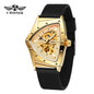 T-Winner High Range Man Automatic Mechanica Watches Luminous Luxury Tourbillon Gold Wristwatch Rubber Strap Triangle Skeleton