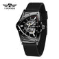 T-Winner High Range Man Automatic Mechanica Watches Luminous Luxury Tourbillon Gold Wristwatch Rubber Strap Triangle Skeleton